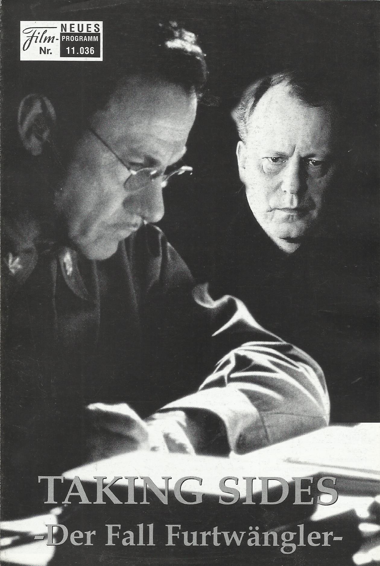 11036: Taking Sides Der Fall Furtwängler ( István Szabó ) Harvey Keitel, Stellan Skarsgard, Moritz Bleibtreu, Oleg Tabakov, Ulrich Tukur, Hanns Zischler, August Zirner, Robin Renucci, Frank Leboeuf