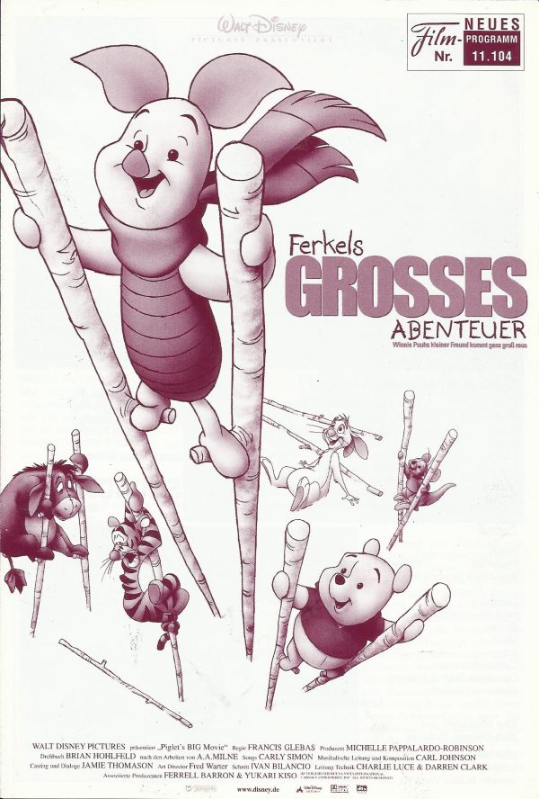 11104: Ferkels grosses Abenteuer ( Francis Glebas ) John Fiedler, Jim Cummings, Andre Stojka, Kath Soucie, Nikita Hopkins, Peter Cullen, Ken Sansom, Tom Wheatley