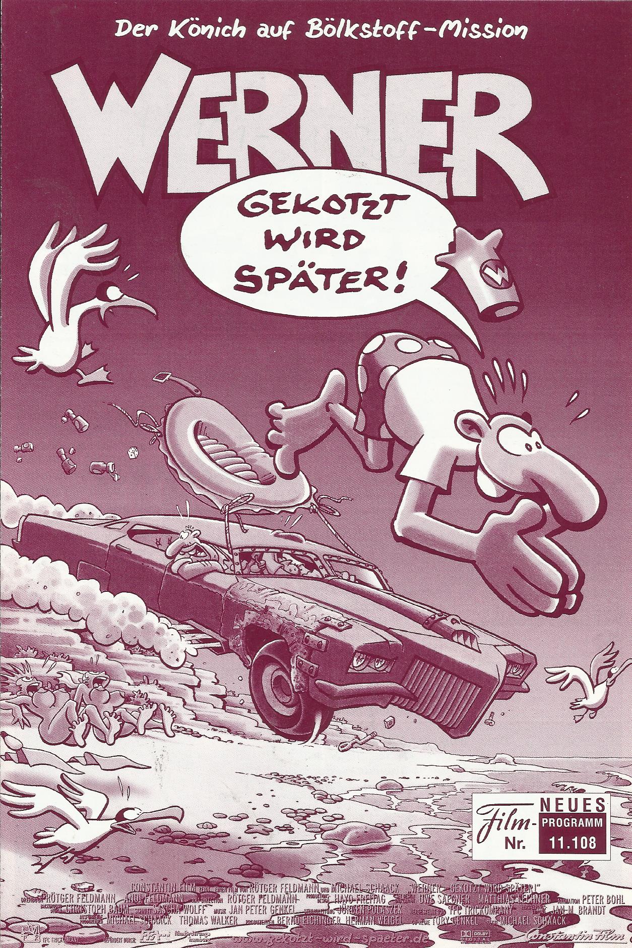 11108: Werner, Gekotzt wird später! ( Michael Schaack ) Klaus Büchner, Andi Feldmann, Kulie Westphal, Rötger Feldmann, Lilo Wanders, Thomas Struck, Heinz Schenk, Gustav Adolph Artz, Otto Sander