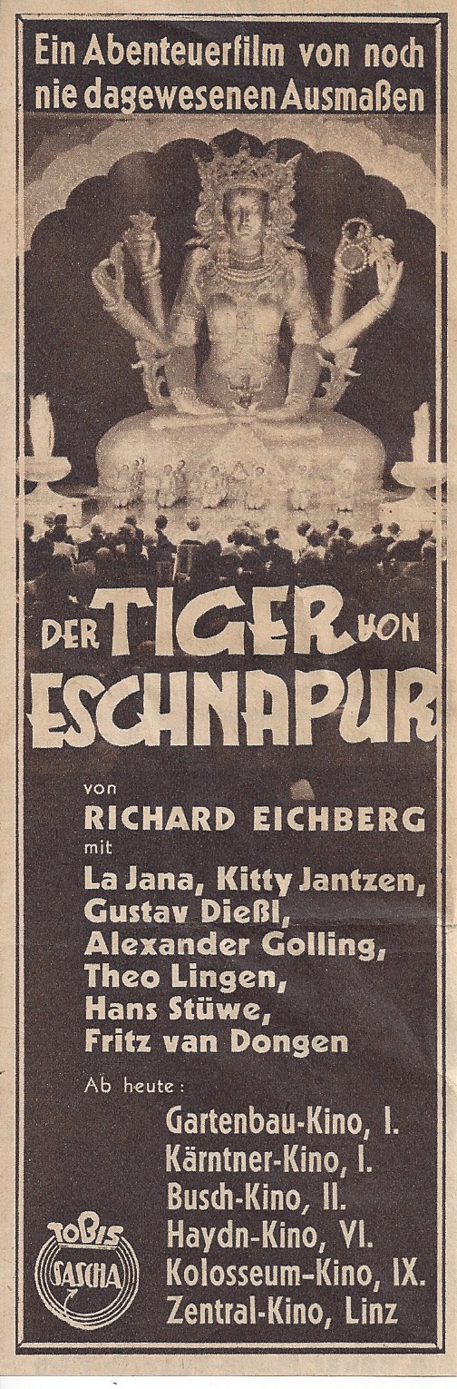 Der Tiger von Eschnapur ( Richard Eichberg ) La Jana, Kitty Jantzen, Gustav Diessl, Theo Lingen, KV