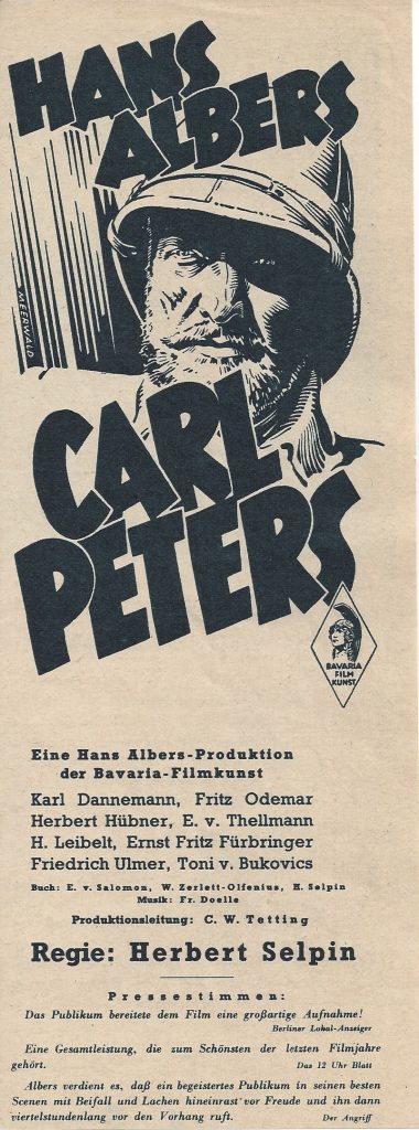 Carl Peters ( Afrika Kolonien ) ( Herbert Selpin ) Hans Albers, ( LV )