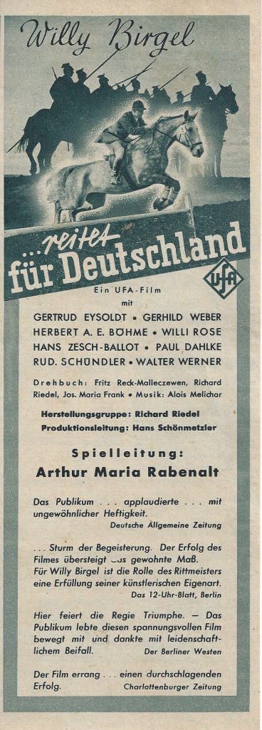 ...reitet für Deutschland, Willy Birgel, Gertrud Eysoldt ( LV )