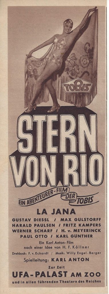 Stern von Rio ( Karl Anton ) La Jana, Gustav Diessl, Max Gülstorff, Harald Paulsen, Fritz Kampers, Hubert von Meyerinck, Paul Otto,