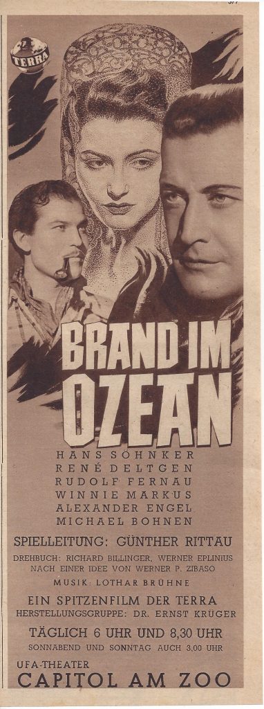 Brand im Ozean ( Terra ) Hans Söhnker, Rene Deltgen, Rudolf Fernau, Winnie Markus, Alexander Engel, Michael Bohnen ( LV )