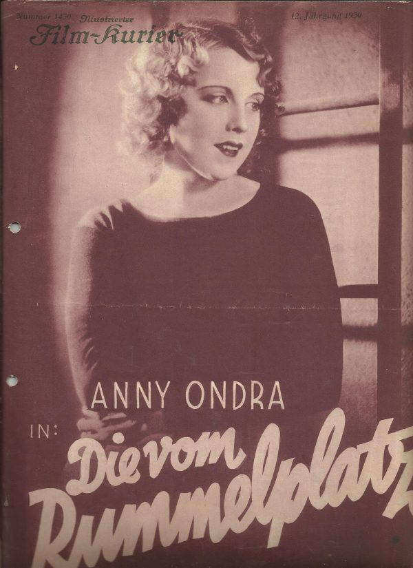 1430: Die vom Rummelplatz ( Karl Lamac ) Anny Ondra, Siegfried Arno, Margarethe Kupfer, Viktor Schwannecke, Toni Girardi, Max Ehrlich, Kurt Gerron, Julius Falkenstein, Gretl Basch, Paul Morgan, Walter Norbert, Paul Rehkopf, Yvette Rodin, Fritz Spira, Brun