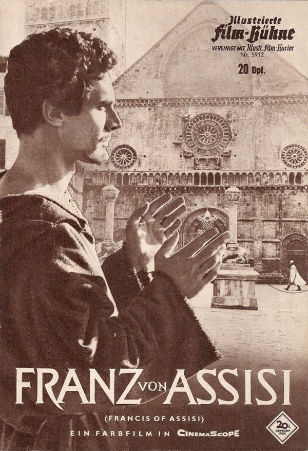 5912: Franz von Assisi ( Michael Curtiz ) Bradford DIllman, Stuart Whitman, Dolores Hart, Eduard Franz, Edith Sharpe, Athene Seyler, John Welsh, Jack Lambert, Harold Goldblatt, Finlay Currie, Cecil Kellaway, Pedro Armendariz, Mervyn Johns, Russel Napier