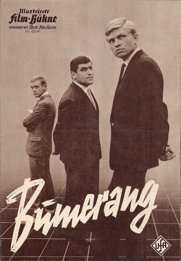5141: Bumerang ( Alfred Weidenmann ) Hardy Krüger, Martin Held, Mario Adorf, Horst Frank, Ingrid van Bergen, Peer Schmidt, Ernst Waldow, Cordula Trantow, Lu Säuberlich, Wega Jahnke, Marie Luise Nagel