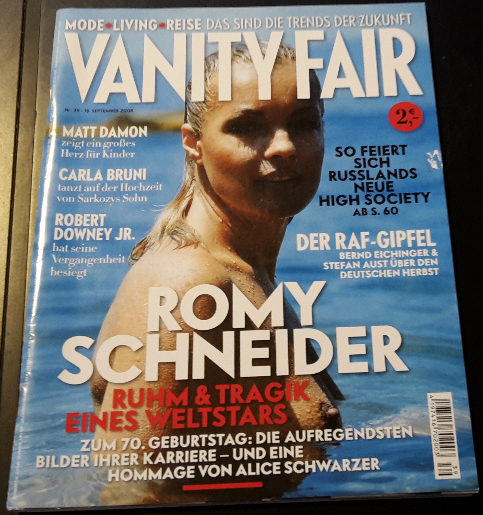 Vanity Fair 2008 / 39: Romy Schneider Cover und Bericht - Romy nackt !
