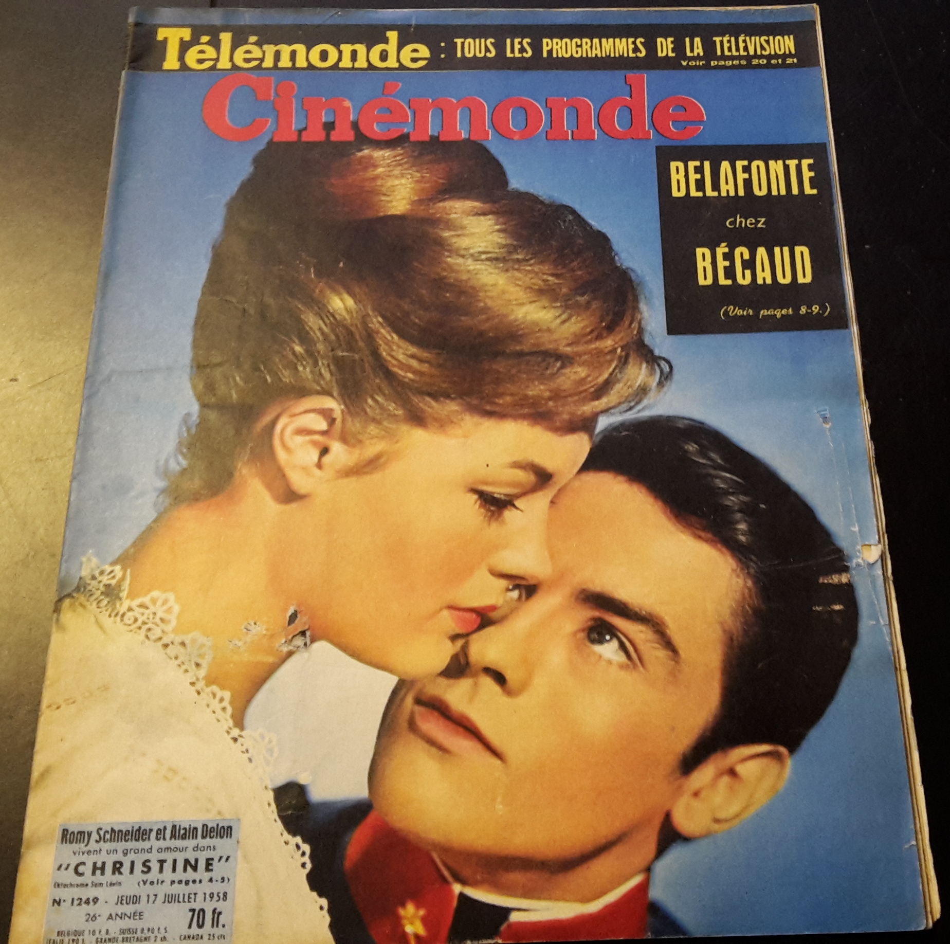 Cinemonde 1958 / 1249: Romy Schneider Christine Cover ! mit Alain Delon !