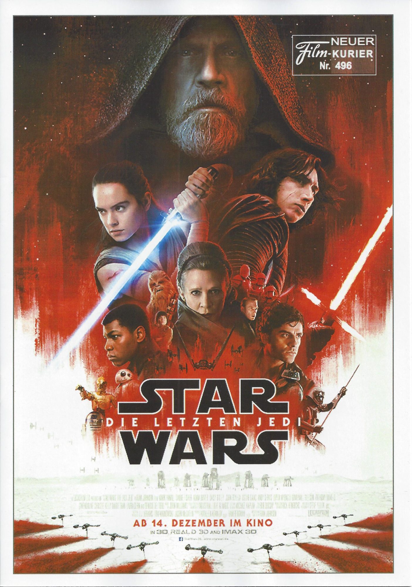 496: Star Wars - Die letzten Jedi ( George Lukas ) Mark Hamill, Carrie Fisher, Adam Driver, Daisy Ridley, Anthony Daniels, Frank Oz,