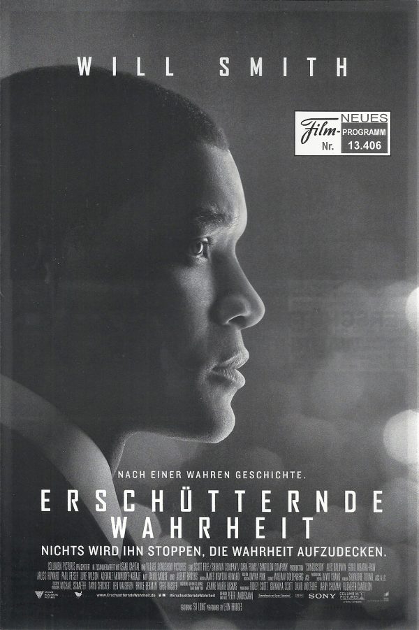 13406: Erschütternde Wahrheit ( Concussion ) ( Peter Landesman ) Will Smith, Alec Baldwin, Gugu Mbatha Raw, Arliss Howard, Paul Reiser, Luke Wilson, Adewale Akinnuoye Agbaje, David Morse, Hill Harper, Richard T. Jones,