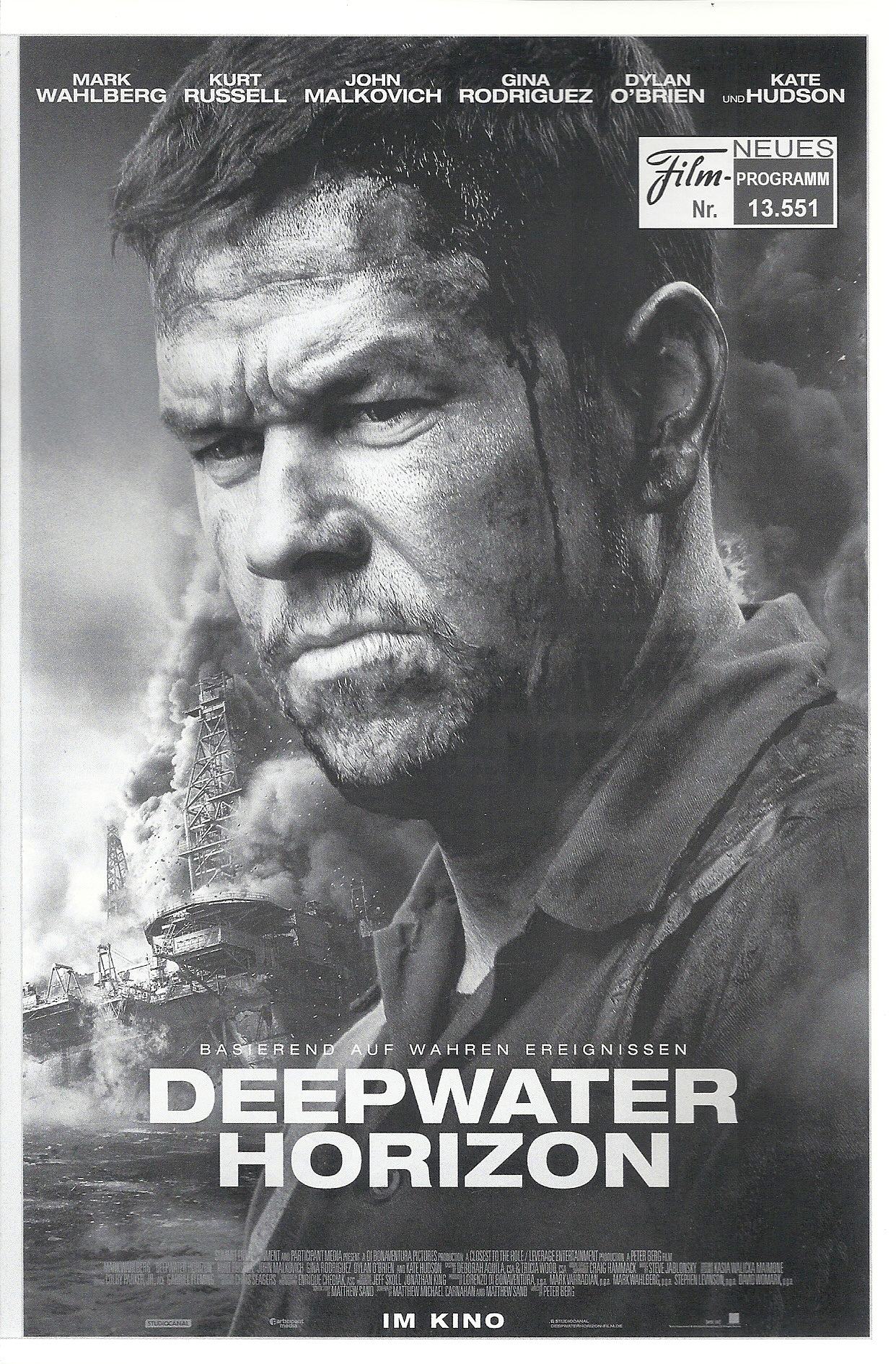 13551: Deepwater Horizon ( Peter Berg ) Mark Wahlberg, Kurt Russell, John Markovich, Gina Rodriguez, Dylan O´Brien, Kate Hudson, Douglas M. Griffin, James DuMont,