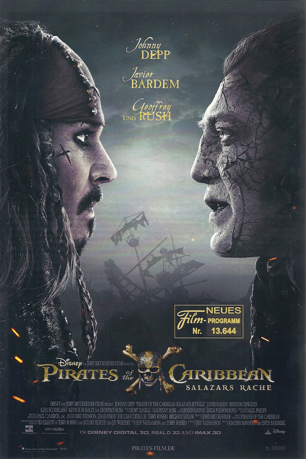 13644: Pirates of the Caribbean - Salazars Rache ( Walt Disney ) Johnny Depp, Geoffrey Rush, Keira Knightley, Kaya Scodelario, Orlando Bloom, Stephen Graham, Javier Bardem, Paul McCartney, Jessica Green,