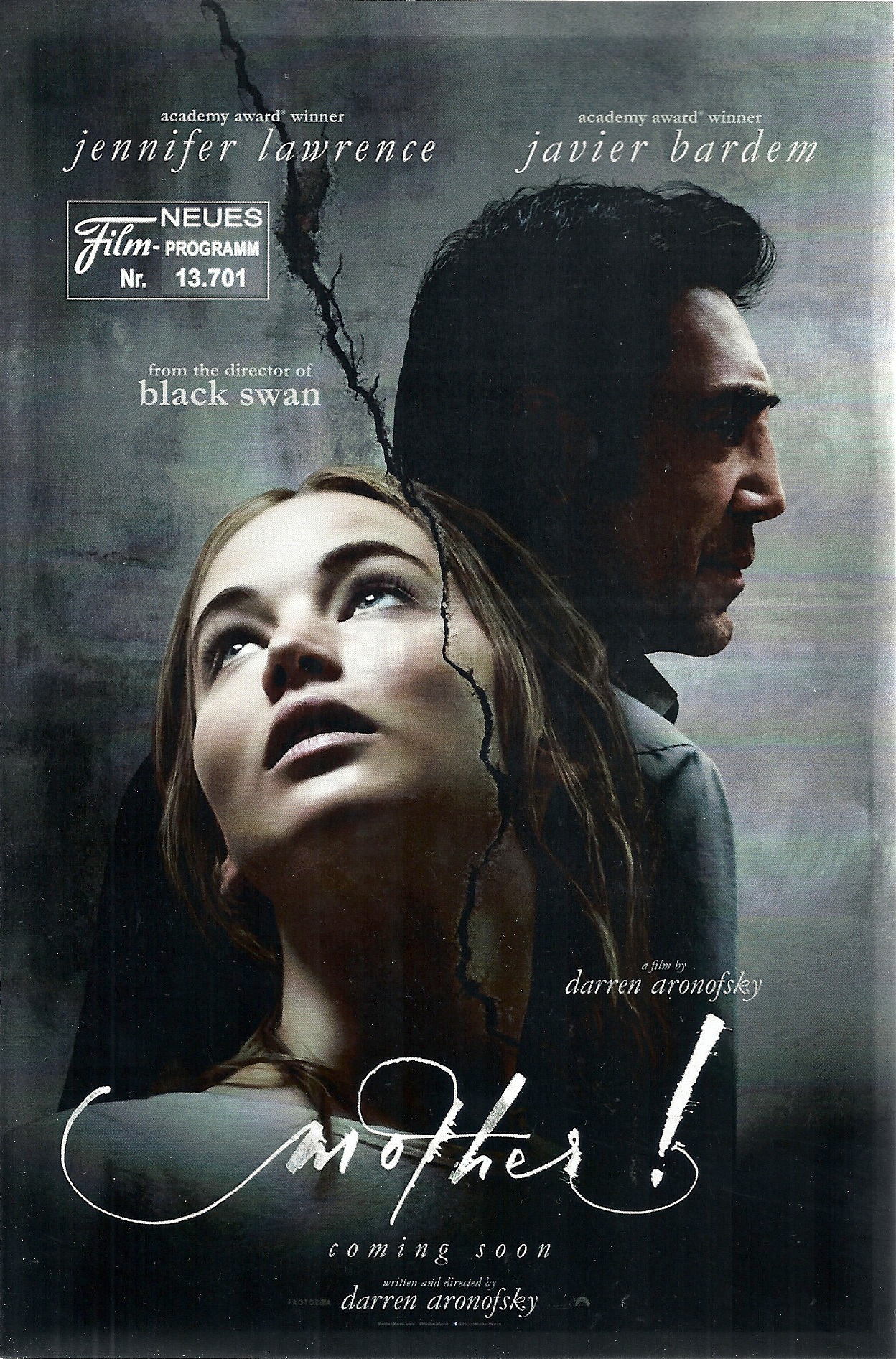 13701: Mother ( Darren Aronofsky ) Jennifer Lawrence, Javier Bardem, Ed Harris, Michelle Pfeiffer, Brian Gleeson, Emily Hampshire,