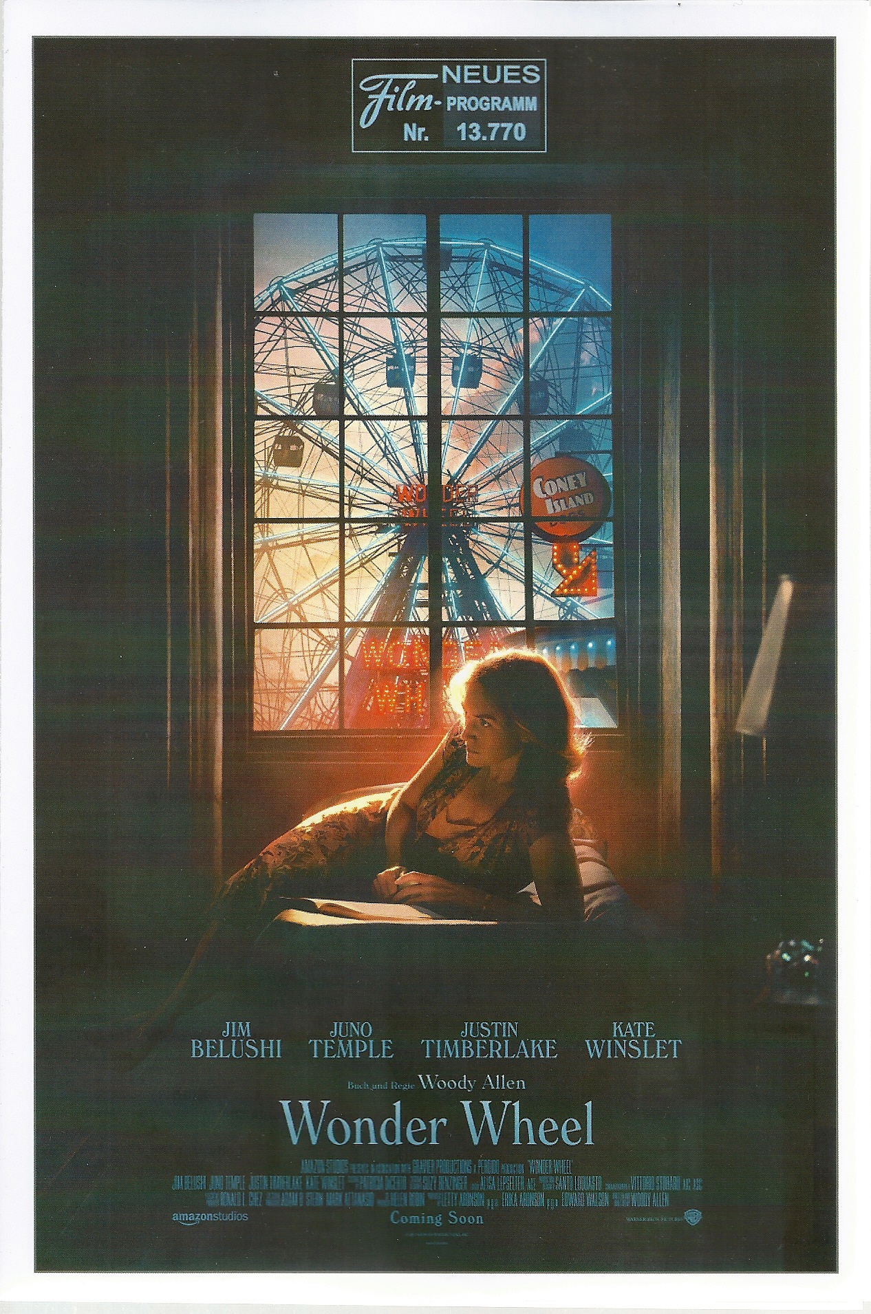 13770: Wonder Wheel ( Woody Allen ) Kate Winslet, Justin Timberlake, Jim Belushi, Juno Temple, Jack Gore, David Krumholtz,