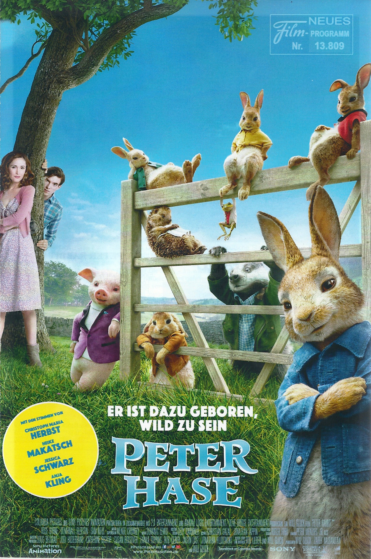 13809: Peter Hase ( Peter Rabbit ) ( Will Gluck ) James Corden, Fayssal Bazzi, Domhnall Gleeson, Rose Byrne, Sia,
