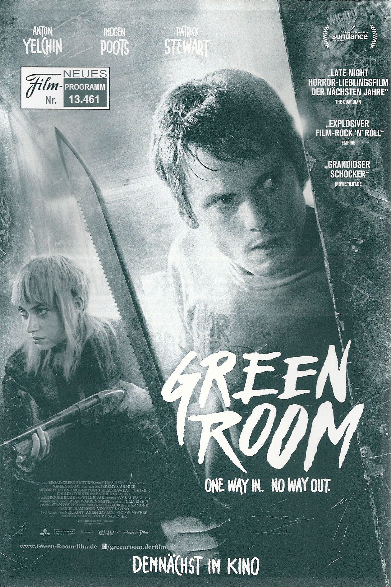 13461: Green Room ( Jeremy Saulnier ) Anton Yelchin, Imogen Poots, Patrick Stewart, Alia Shawkat, Joe Cole, Callum Turner, Mark Webber, Eric Edelstein,