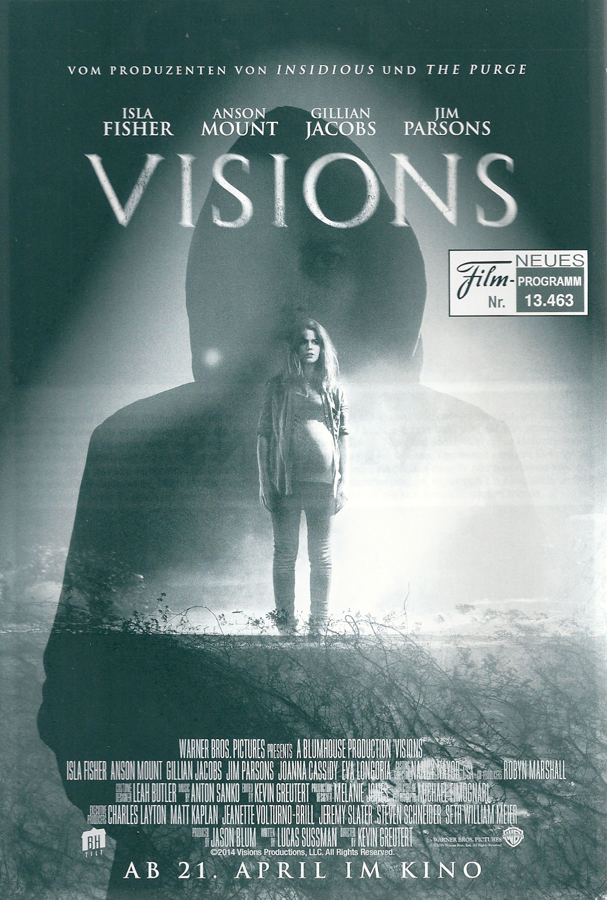13463: Visions ( Kevin Greutert ) Isla Fisher, Anson Mount, Eva Longoria, Jim Parsons, Gillian Jacobs, Joanna Cassidy, Michael Villar, Bryce Johnson, John de Lancie,