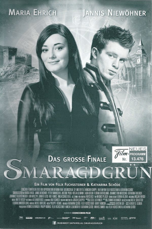 13476: Smaragdgrün ( Felix Fuchssteiner, Katharina Schöde ) Maria Ehrich, Jannis Niewöhner, Peter Simonischek, Josefine Preuß, Kostja Ullmann, Laura Berlin, Florian Bartholomai, Katharina Thalbach, Johannes Silberschneider,
