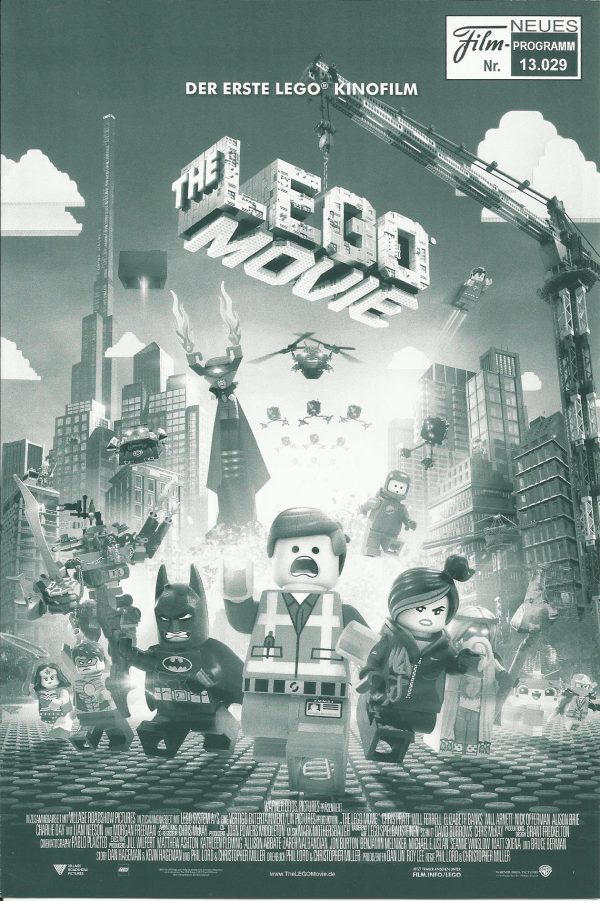 13029: The Lego Movie ( Phil Lord, Christopher Miller ) Chris Pratt, Will Ferrell, Elizabeth Banks, Will Arnett, Nick Offerman, Alison Brie, Charlie Day, Liam Neeson, Morgan Freeman, Channing Tatum, Craig Berry, Keegan-Michael Key