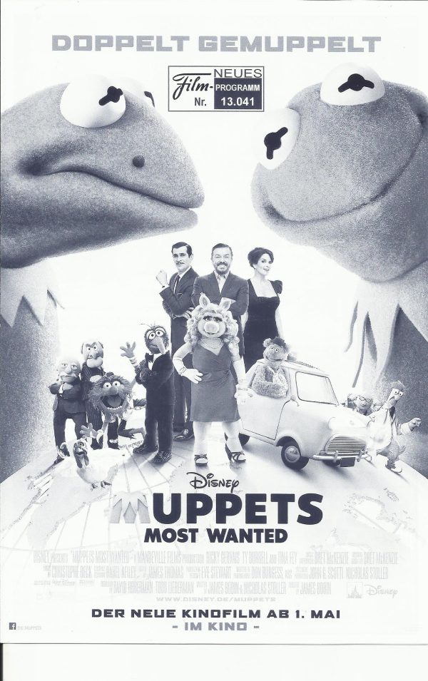13041: Disney Muppets most wanted ( James Bobin ) Ricky Gervais, Ty Burrell, Tina Fey, Steve Whitmire, Eric Jacobson, Dave Goelz, Bill Barretta, David Rudman, Matt Vogel, Peter Linz, Tony Bennett, Sean Combs