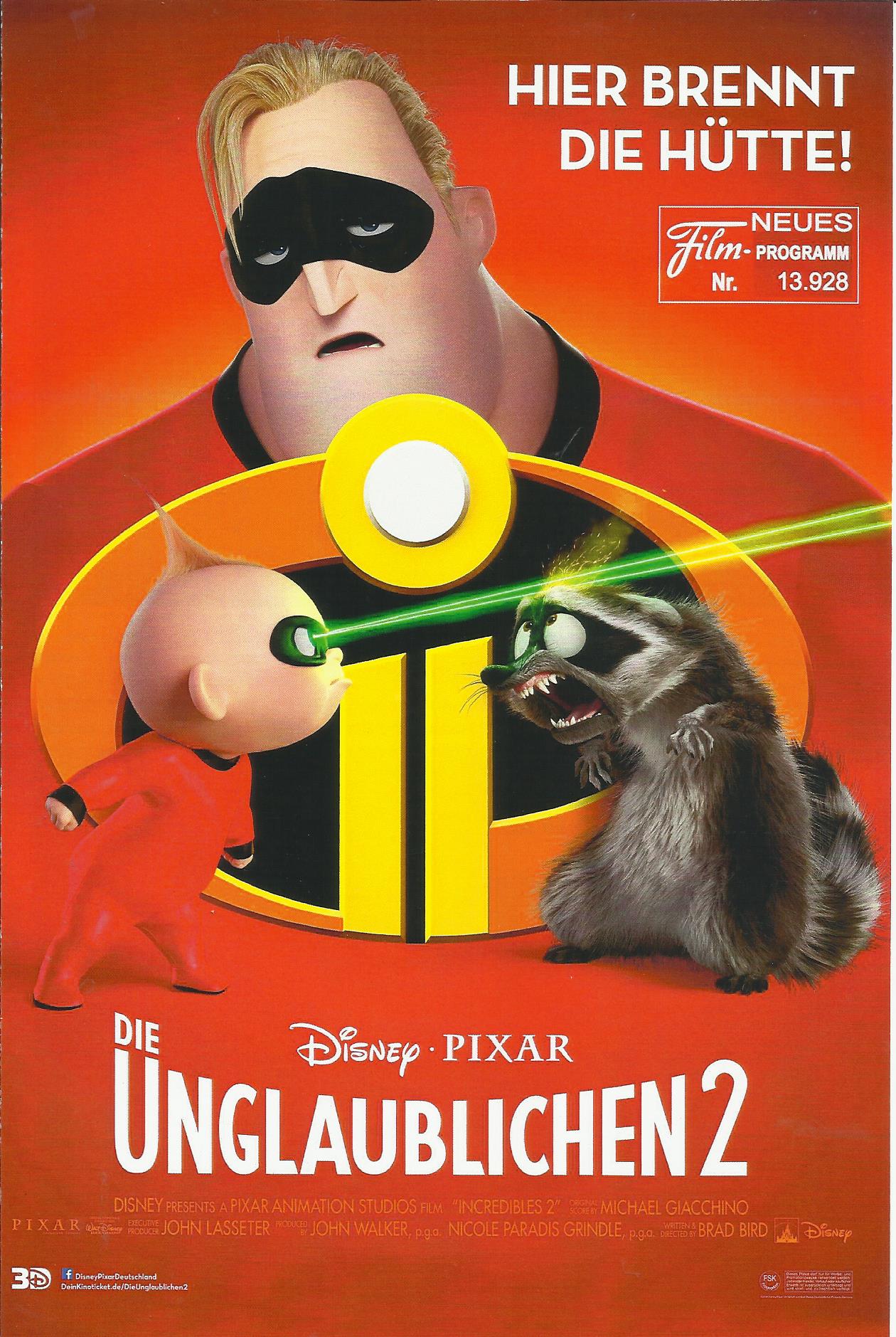 13928: Die Unglaublichen 2 ( Brad Bird ) Craig T. Nelson, Holly Hunter, Sarah Vowellah Vowell, Huck Milner, Catherine Keener, Eli Fucile, Bob Odenkirk, Samuel L. Jackson, Michael Bird, Sophia Bush, Brad Bird, Phil LaMarr, Isabella Rossellini, Adam Gates,