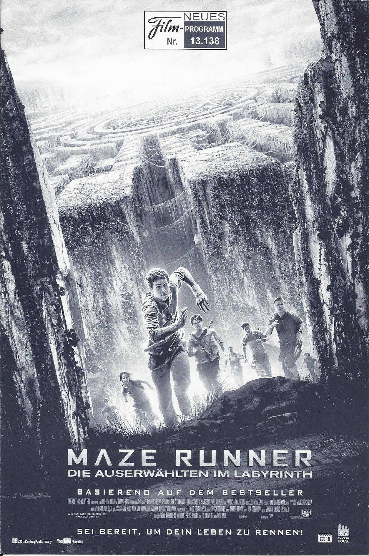 13138: Maze Runner - Die Auserwählten im Labyrinth ( Wes Ball ) Dylan O´Brien, Kaya Scodelario, Thomas Brodie-Sangster, Will Poulter, Patricia Clarkson, Aml Ameen, Ki Hong Lee, Blake Cooper, Dexter Darden, Chris Sheffield, Joe Adler, ALexander Flores, Jac