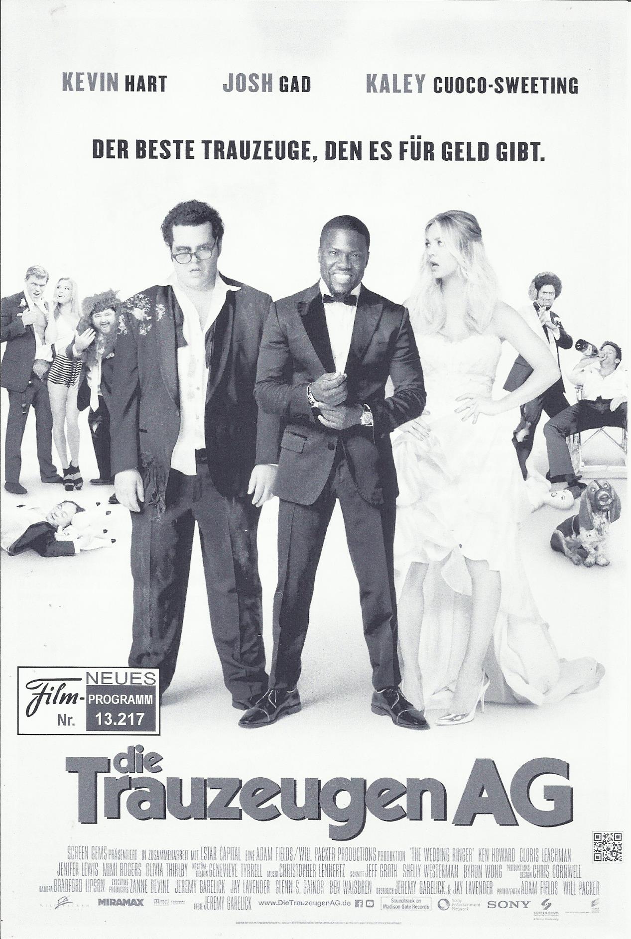 13217: die Trauzeugen AG ( Jeremy Garelick ) Kevin Hart, Josh Gad, Olivia Thirlby, Kaley Cuoco-Sweetling, Ken Howard, Cloris Leachman, Mimi Rogers, Affion Crockett, Jorge Garcia, Dan Gill, Corey Holcomb, Jenifer Lewis, Alan Ritchson