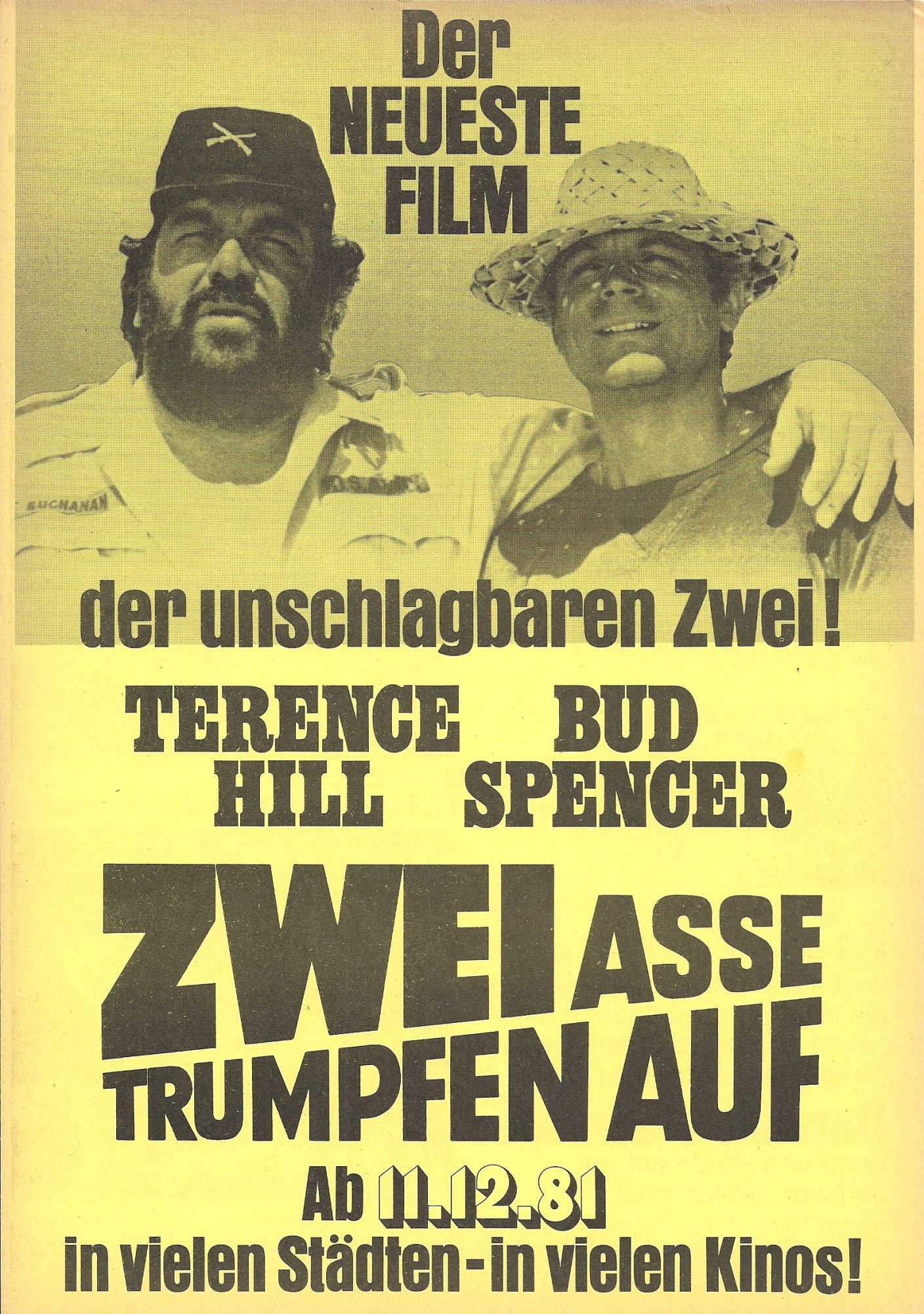 Zwei Asse trumpfen auf ( Sergio Corbucci ) Bud Spencer, Terence Hill ( Werbeflyer 2 Seiten A 4 ! )