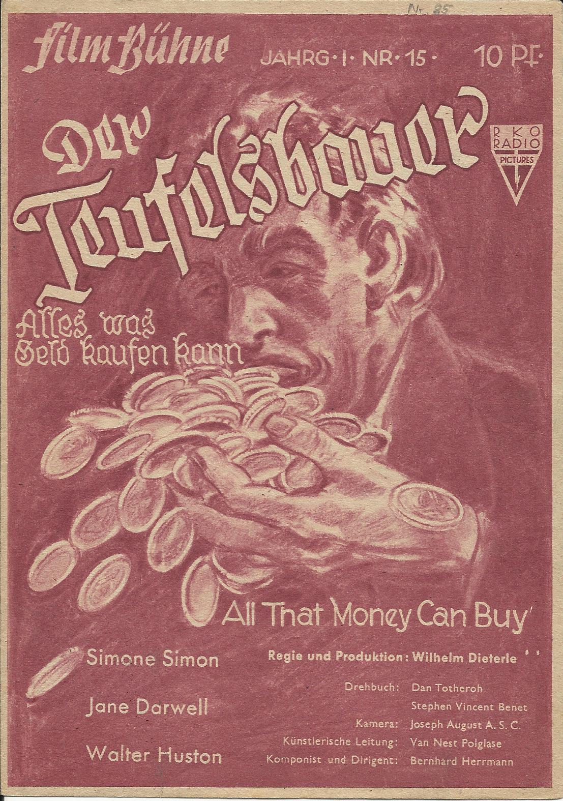 85: Der Teufelsbauer ( Wilhelm Dieterle ) Edward Arnold, Walter Huston, Jane Darwell, Simone Simon, Gene Lockhart, John Qualen, H. B. Warner, Frank Conlan, Lindy Wade, Georg Cleveland, Anne Shirley, James Craig
