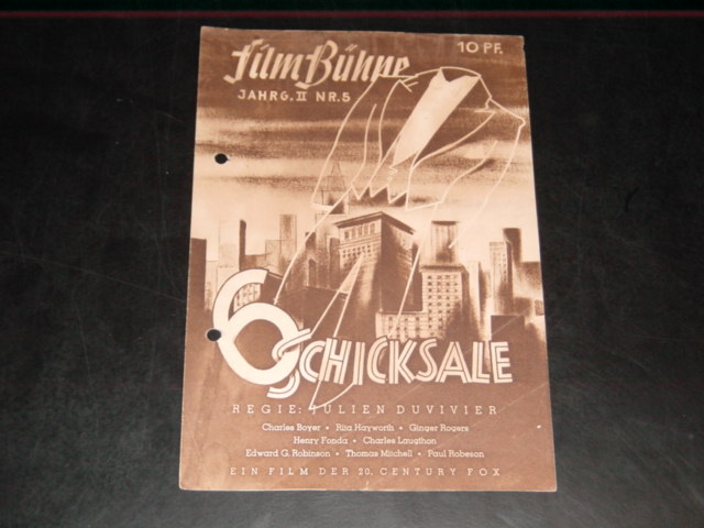 94: 6 Schicksale ( Julien Duvivier ) Charles Boyer, Rita Hayworth, Ginger Rogers, Henry Fonda, Charles Laughton, Edward G. Robinson, Thomas Mitchell, Paul Robeson