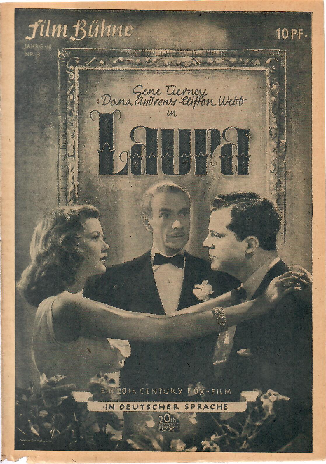 03: Laura ( Otto Preminger ) Gene Tierney, Dana Andrews, Clifton Webb, Vincent Price, Judith Anderson, Dorothy Adams, James Flavin, Clyde Fillmore, Ralph Dunn, Grant Mitchell, Kathleen Howard