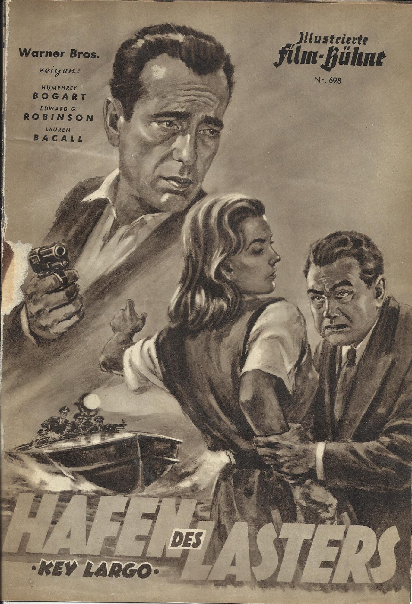 698: Hafen des Lasters ( John Huston ) Humphrey Bogart, Edward G. Robinson, Lauren Bacall, Lionel Barrymore, Claire Trevor, Thomas Gomez, Harry Lewis, John Rodney, Marc Lawrence, Dan Seymour, Monte Blue, Silver Heels, Rodric Red Wing