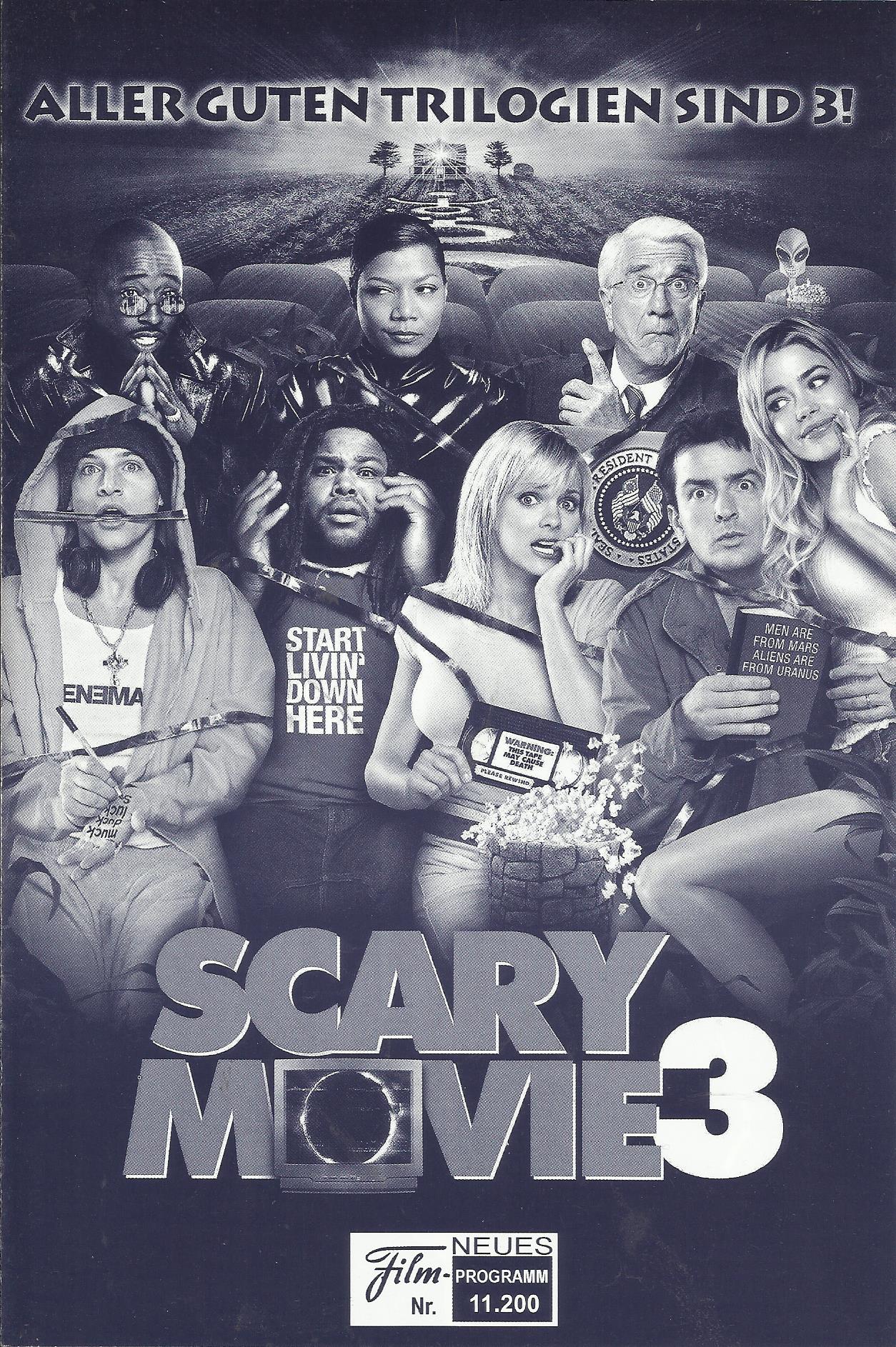 11200: Scary Movie 3 ( David Zucker ) Anna Faris, Charlie Sheen, Leslie Nielsen, Simon Rex, Anthony Anderson, Drew Mikuska, Marny Eng, Jianna Ballard, Pamela Anderson, Jenny McCarthy, Denise Richards, Jeremy Piven, Timothy Stack, Kevin Hart, Regina Hall,