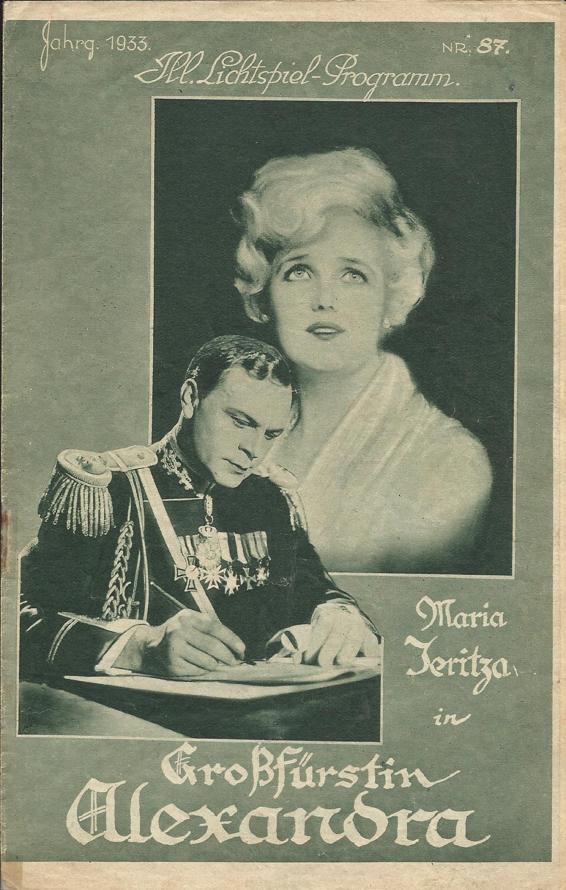 087: Großfürstin Alexandra ( Wilhelm Thiele ) Maria Jeritza, Paul Hartmann, Szöke Szakall, Leo Slezak, Johannes Riemann, Hans Marr, Hans Hübner