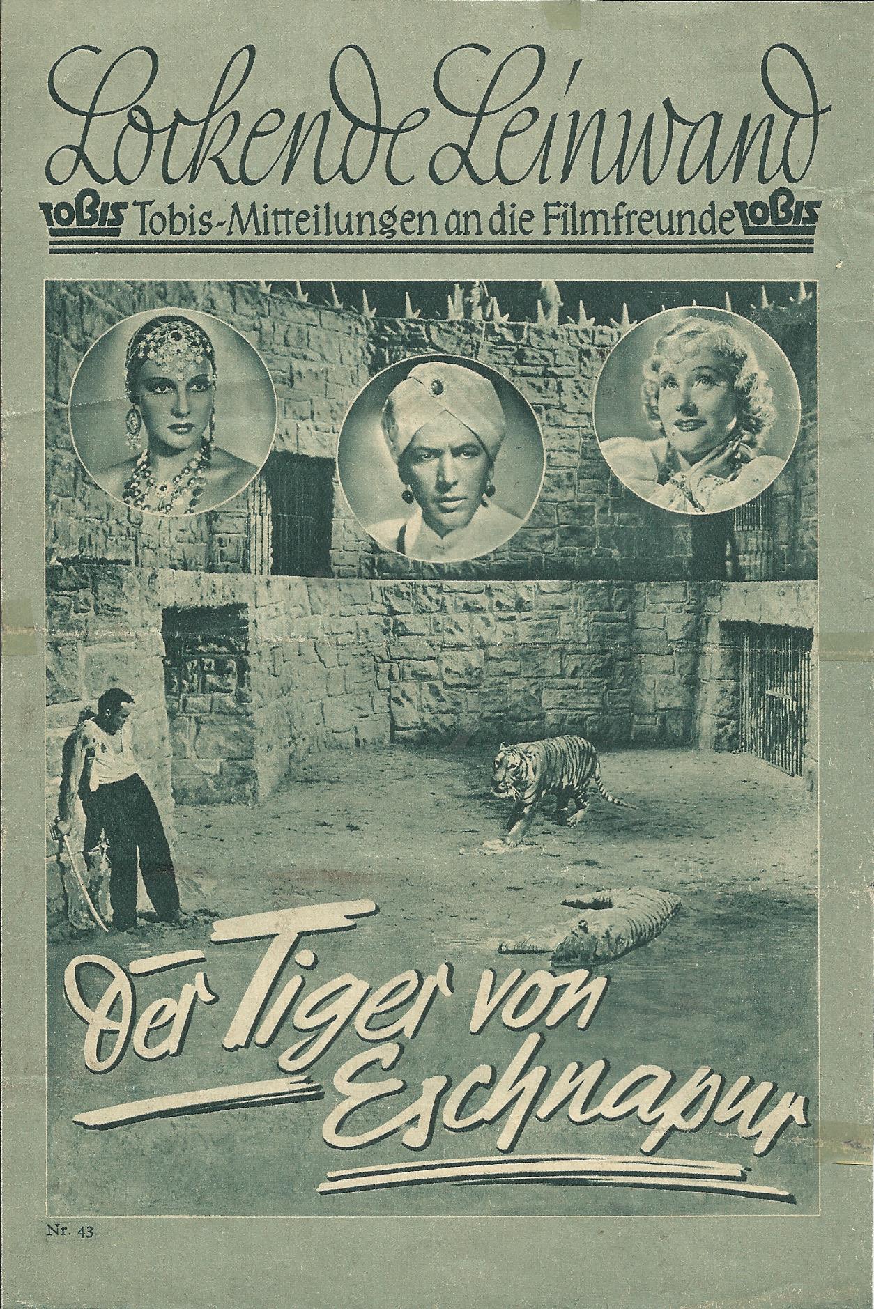 043: Der Tiger von Eschnapur ( Richard Eichberg ) Kitty Jantzen, La Jana, Frits van Dongen, Gustav Diessl, Theo Lingen, Hans Stüwe, Alexander Golling