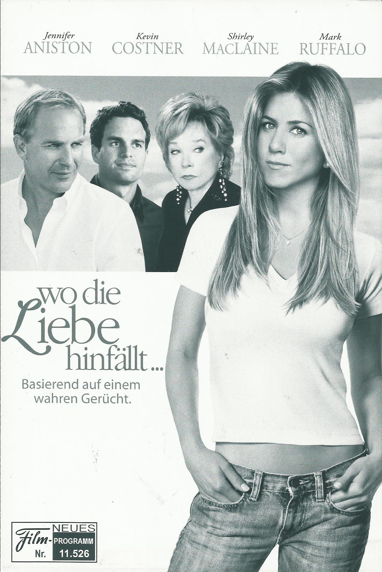 11526: wo die Liebe hinfällt ... ( Rob Reiner ) Jennifer Aniston, Kevin Costner, Shirley MacLaine, Mark Ruffalo, RIchard Jenkins, Christopher McDonald, Steve Sandvoss, Mena Suvari, Mike Vogel, Jenny Wade, Erinn Bartlett, Lisa Vachon, Trevor Stock