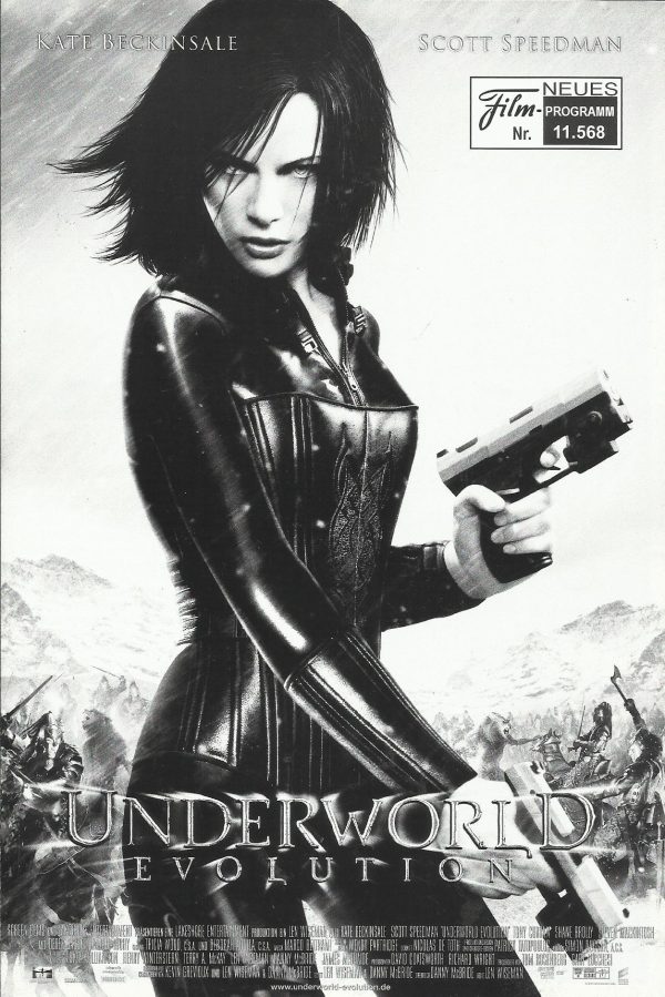 11568: Underworld Evolution ( Len Wiseman ) Kate Beckinsale, Scott Speedman, Tony Curran, Shane Brolly, Steven Mackintosh, Derek Jacobi, Bill Nighy, Brian Steele, Zita Görög, Scott McElroy, John Mann, Michael Sheen, Sophia Myles