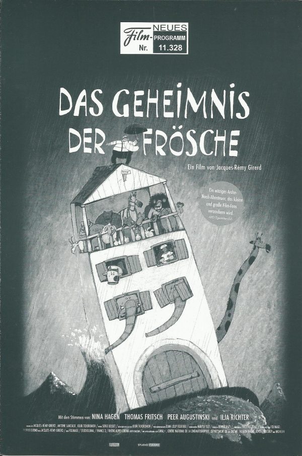 11328: Das Geheimnis der Frösche ( Jacques-Remy Girerd ) Thomas Fritsch, Laura Elßel, Charlotte Sinell, Rosalind Baffoe, Sabine Arnhold, Uwe Büschken, Nina Hagen, Edith Hancke, Klaus Sonnenschein, Maxi Biewer, Peer Augustinski, Ilja Richter, Hansi Jochman