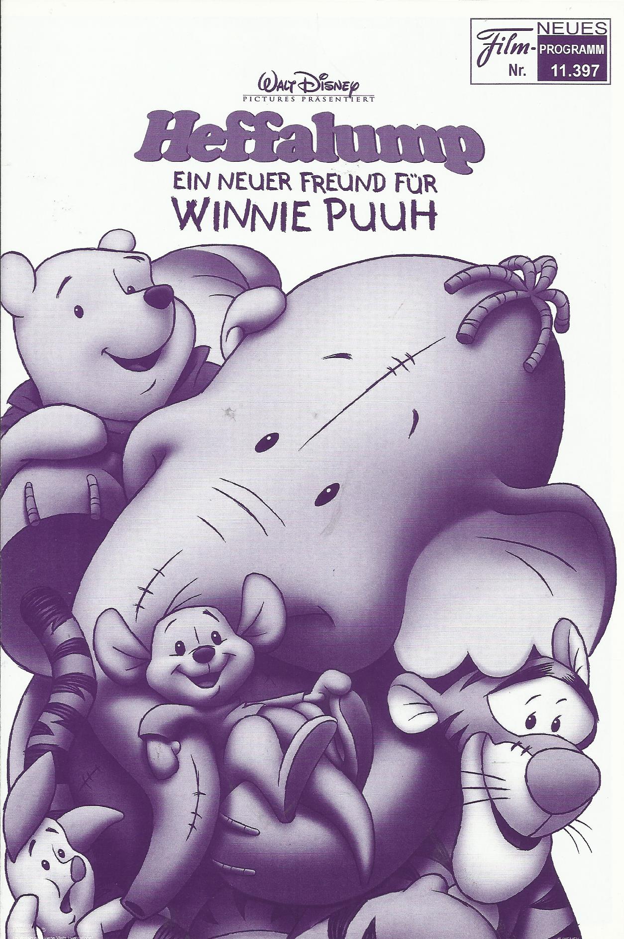 11397: Heffalump ein neuer Freund von Winnie Puuh ( Rainer Martens ) Bruno Schubert, Lino Hirthe, Michael Rüth, Joachim Kaps, Santiago Ziesmer, Ellen Rappus-Schikowski, Denise Gorzelanny, Regina Lemnitz, Tilo Schmitz, Gerald Schaale