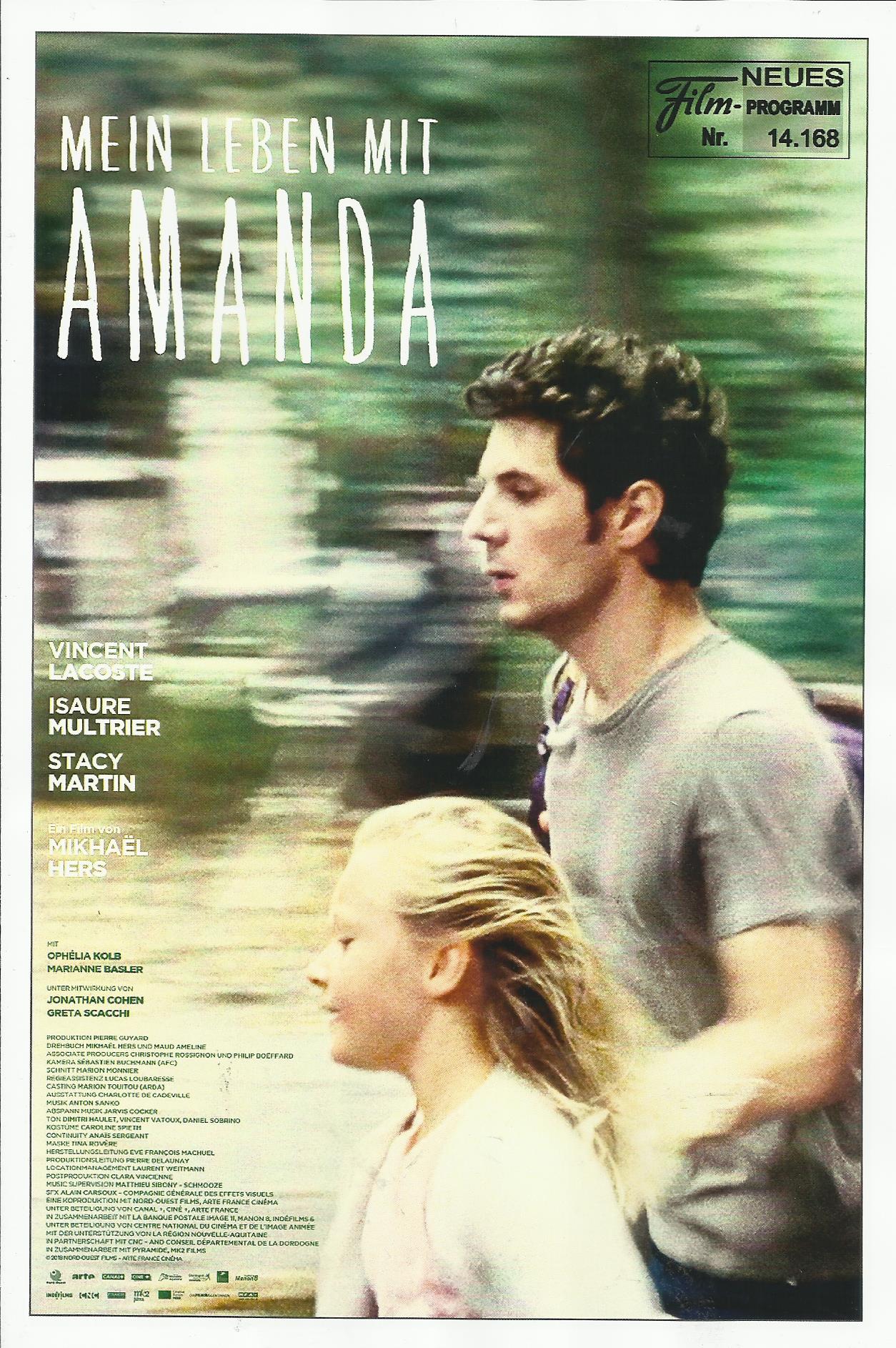 14168: Mein Leben mit Amanda ( Mikhael Hers ) Vincent Lacoste, Isaure Multrier, Stacy Martin, Ophelia Kolb, Marianne Basler, Jonathan Cohen, Greta Scacchi, Nabiha Akkari, Claire Tran, Elli Medeiros, Raphael Thiery, Zie Bruneau, Lily Bensliman, Leah Lapiow