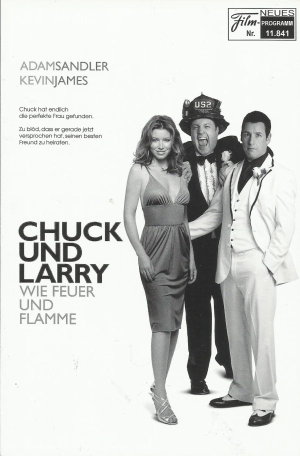 11841: Chuck und Larry - Wie Feuer und Flamme ( Dennis Dugan ) Adam Sandler, Kevin James, Jessica Biel, Dan Aykroyd, Ving Rhames, Steve Buscemi, Nicholas Turturro, Allen Covert, Rachel Dratch, Richard Chamberlain, Blake Clark, Nick Swardson, Mary Pat Glea
