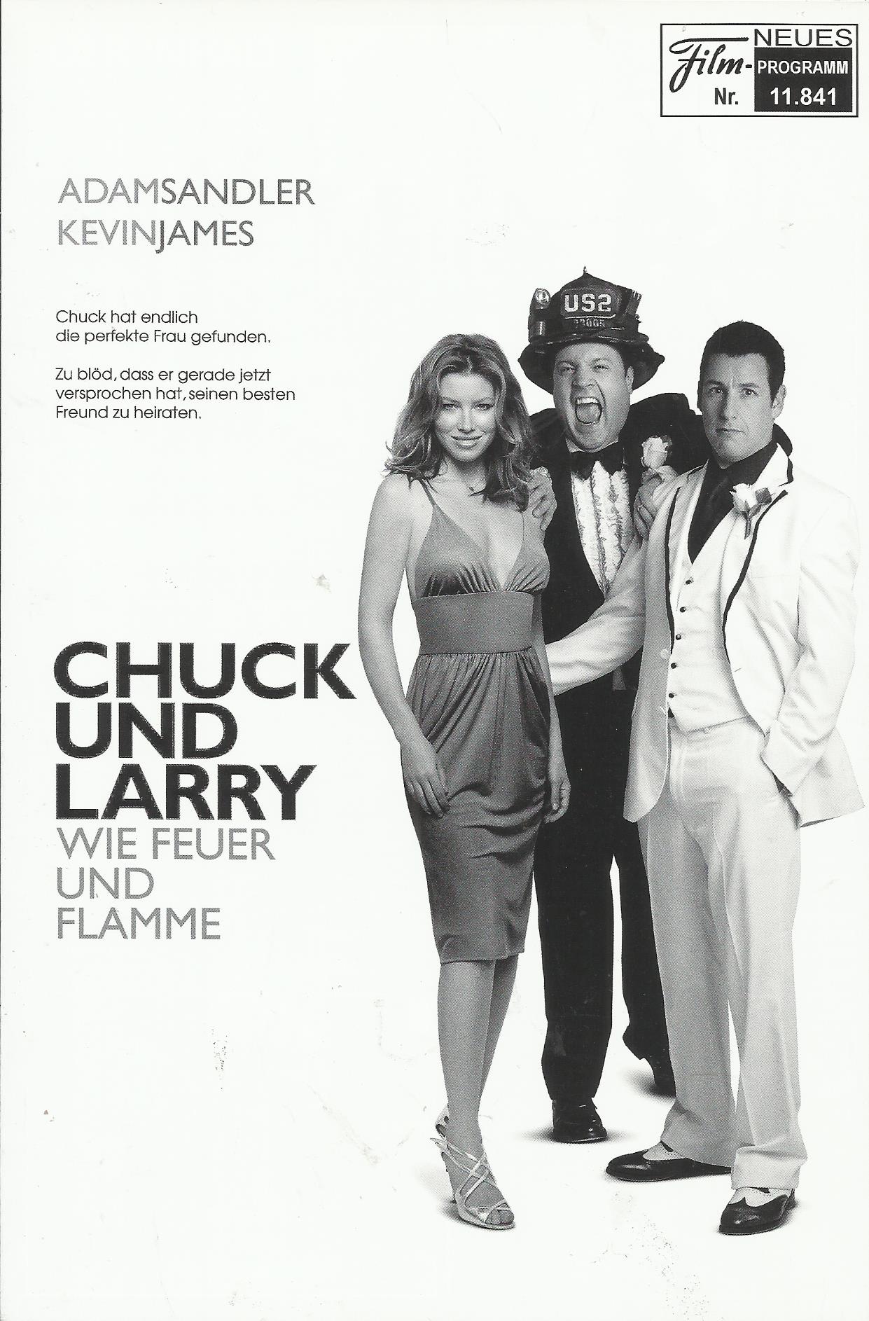11841: Chuck und Larry - Wie Feuer und Flamme ( Dennis Dugan ) Adam Sandler, Kevin James, Jessica Biel, Dan Aykroyd, Ving Rhames, Steve Buscemi, Nicholas Turturro, Allen Covert, Rachel Dratch, Richard Chamberlain, Blake Clark, Nick Swardson, Mary Pat Glea