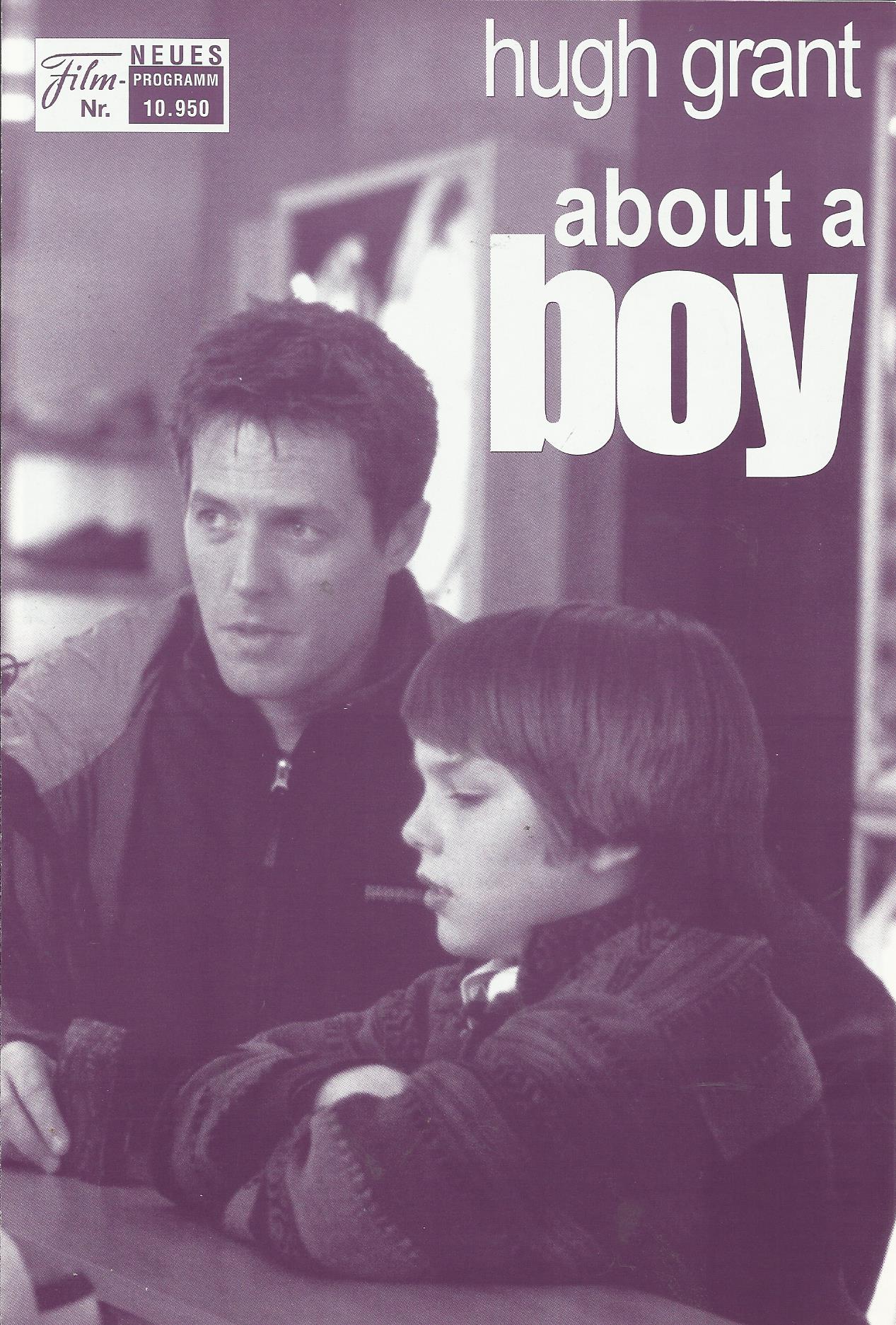 10950: about a boy ( Paul Weitz, Chris Weitz ) Hugh Grant, Toni Collette, Rachel Weisz, Sharon Small, Madison Cook, Nicholas Hoult, Jordan Cool, Nicholas Hutchison, Victoria Smurfit, Nat Gastiain Tena, Augustus Prew, Isabel Brook, Mark Drewry, Ben Ridgewa