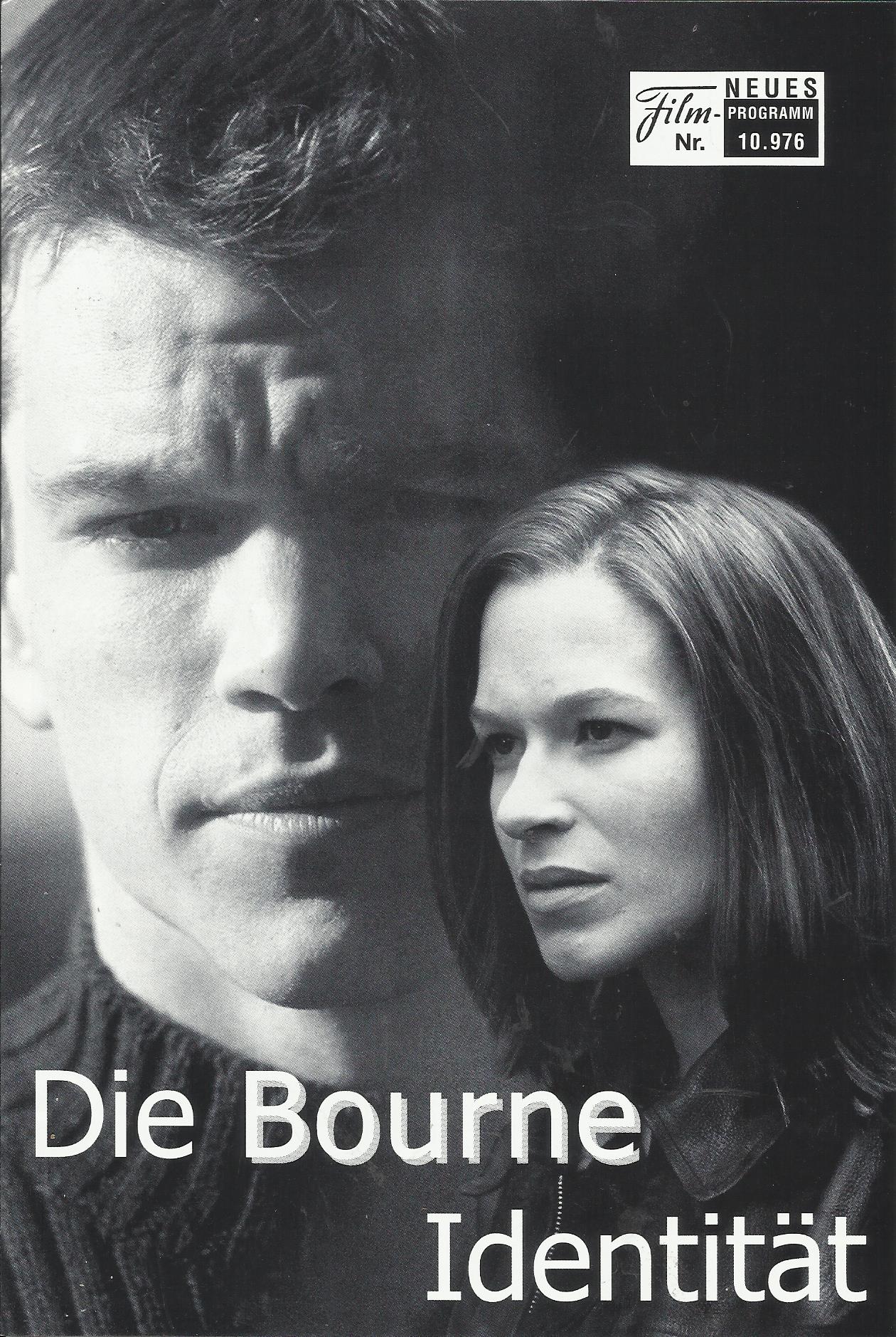 10976: Die Bourne Identität ( Doug Liman ) Matt Damon, Franka Potente, Chris Cooper, Clive Owen, Brian Cox, Adewale Akinnuoye-Agbaje, Gabriel Mann, Julia Stiles, Walton Goggins, Josh Hamilton, Orso Maria Guerrini, Tim Dutton, Denis Braccini, Nicky Naude,