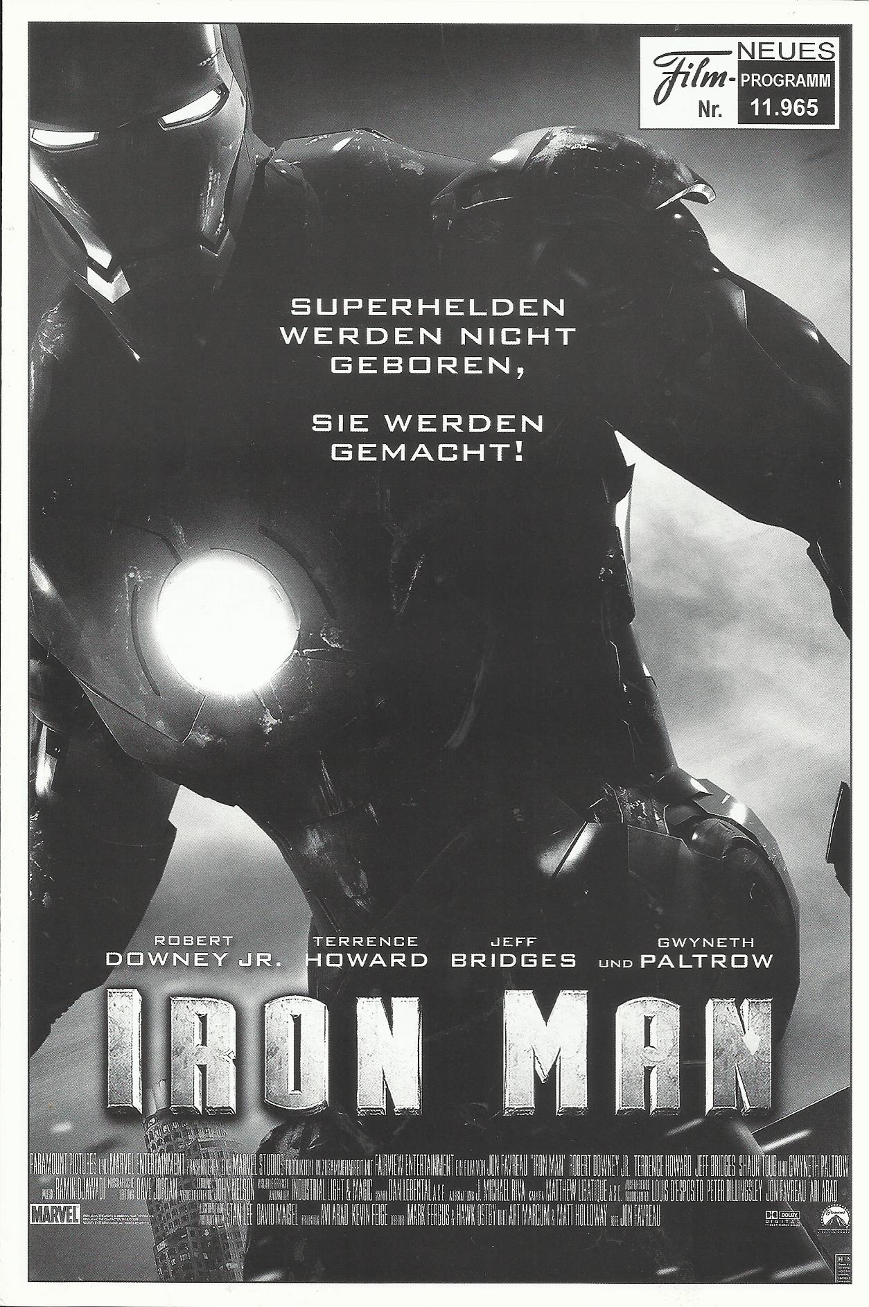 11965: Iron Man ( Marvel ) Robert Downey Jr., Terrence Howard,Jeff Bridges, Shaun Toub, Gwyneth Paltrow, Samuel L. Jackson, Leslie Bibb, Clark Gregg, Faran Fahir, Bill Smitrovich, Hilary Swank