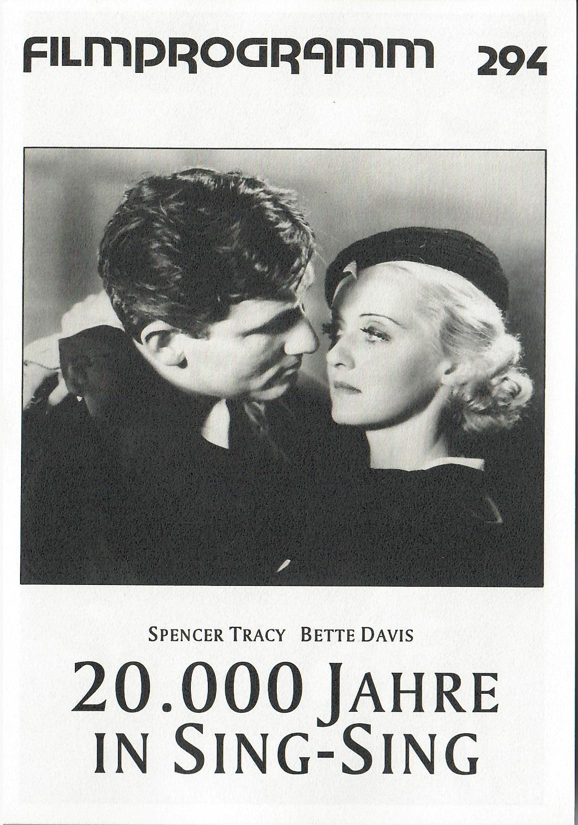 294: 20.000 Jahre in Sing - Sing ( Michael Curtiz ) Spencer Tracy, Bette Davis, Lyle Talbot, Arthur S. Byron, Grant Mitchell, Warren Hymer, Louis Calhern, Sheila Terry,