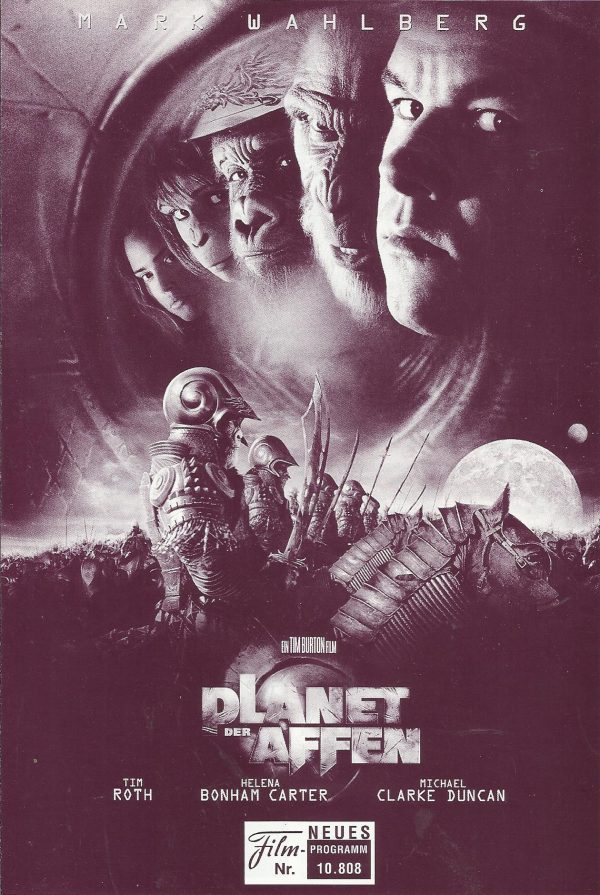 10808: Planet der Affen ( Tim Burton ) Mark Wahlberg, Tim Roth, Helena Bonham Carter, Michael Clarke Duncan, Kris Kristofferson, Estella Warren, Paul Giamatti, Cary-Hiroyuki Tagawa, Erick Avari, Luke Eberl, Evan Dexter Parke, David Warner, Lisa Marie, Cha