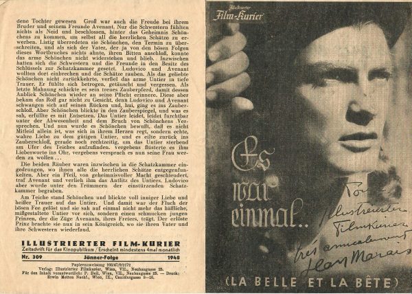 309: Es war einmal... ( Jean Cocteau ) Jean Marais, Josette Day, Michel Auclair, Mila Parely ( Variante 2 )