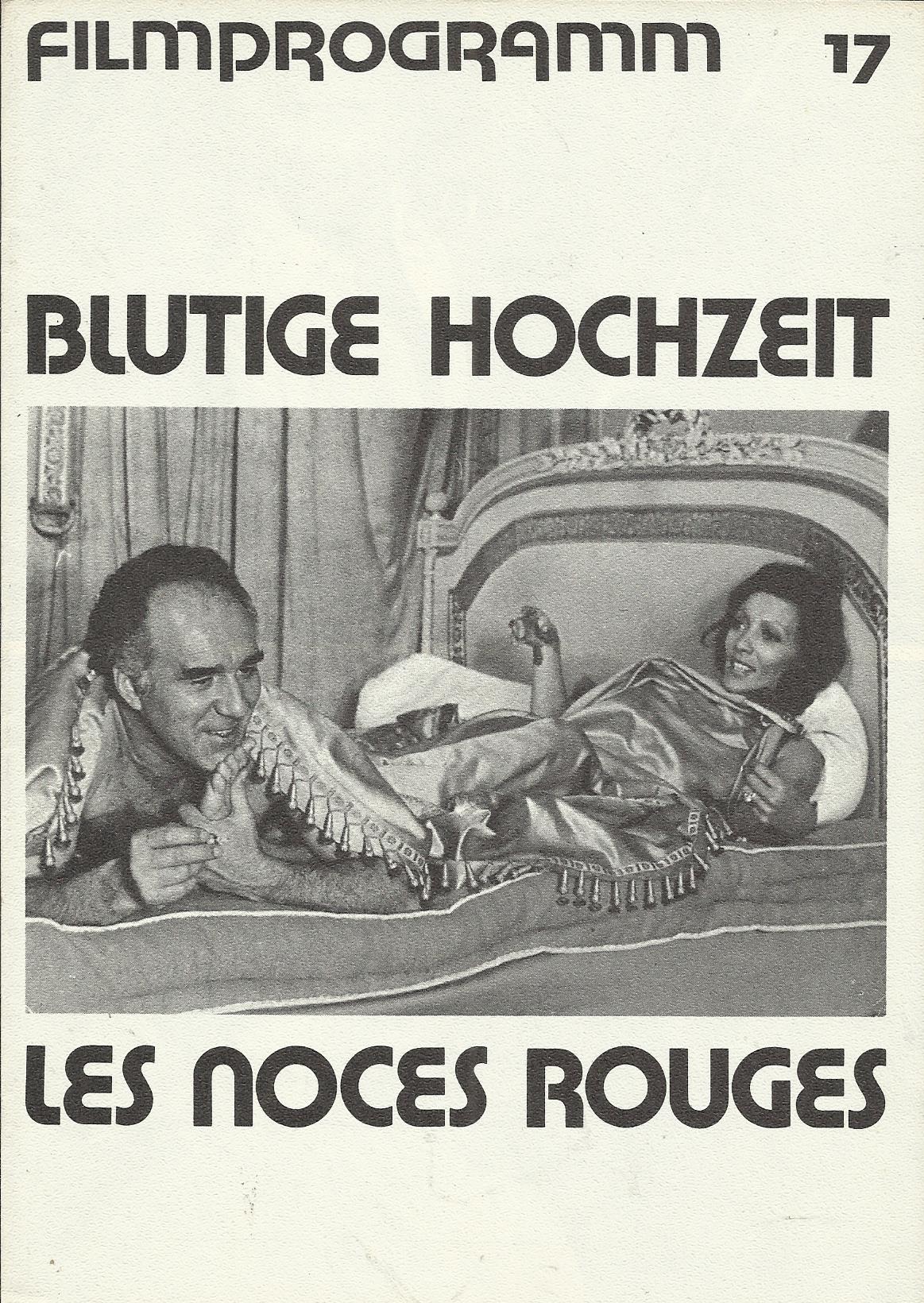17: Blutige Hochzeit ( Claude Chabrol ) Stephane Audran, Michel Piccoli, Claude Pieplu, Clotilde Joano, Eliana De Santis, Francois Robert, Daniel Lecourtois, Pipo Merisi, Ermano Casanova, Maurice Fourre, Philippe Fourre, Mme. Pelle, Henri Berger, M. Torot